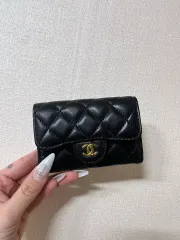 シャネル キルティング カードウォレット ブラック ゴールド