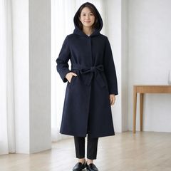 ジャスグリッティ　 ネイビー フード付き ロングコート JUSGLITTY フード付き ロングコート ウール混 ネイビー サイズ2 - メルカリ