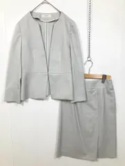 NOLLY'S LIGHTT ノーリーズライト 2-0803-2-05-053 2-0803-2-06-053 ノーカラー ジャケット セットアップ ジャケット スカート スーツ size36/グレー  ■■レディース