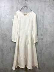 美品 Swingle スウィングル 07-2325106120 パールキーネックツイード ワンピース sizeM/ベージュ  ■■レディース