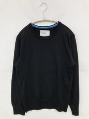 nano UNIVERSE ナノユニバース ニット/セーター S ブラック ウール・ニット 無地 ミドル丈 長袖 クルーネック(丸首)
