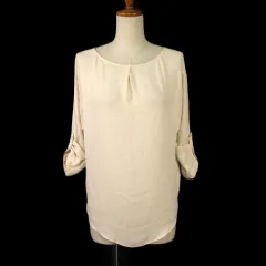 エニィスィス エニシス anySiS カットソー ブラウス プルオーバー レース 七分袖 シフォン 2 ベージュ