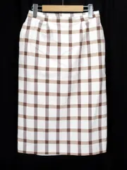 エニィファム anyFam スカート タイト チェック ストレッチ スリット 3 白 ホワイト 茶 ブラウン