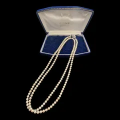 【美品】真珠　パール　ロングネックレス　SILVER　直径6㎜　長さ116㎝　箱付き　アクセサリー　ジュエリー