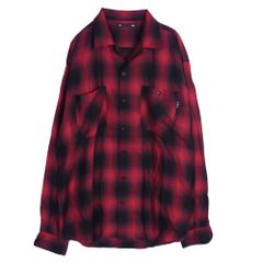 MINEDENIM マインデニム MND-TSK001-17-022 x CDL TOKYO Rayon Ombre Check Loose Work レーヨン オンブレ チェック 開襟 オープンカラー 長袖 シャツ レッド系 2【美品】【中古】