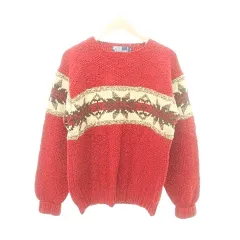 ポロ バイ ラルフローレン Polo by Ralph Lauren 美品 スノーフレーク ハンドニット セーター スノー柄 ノルディック柄 厚手 ウール混 国内正規 Lサイズ 赤 レッド