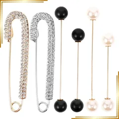 【新品】 iplusmile ブローチ ピン 6個セット ショールクリップ パール ストールクリップ ウエスト調整 チラ見え防止 安全ピン セータークリップ 胸元 襟元 飾り ワンポイント アクセサリー レディース (レトロ風) 1