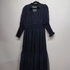 レディース ZARA ザラ ブラック ドット柄 ロング丈ワンピース 100サイズ 5128