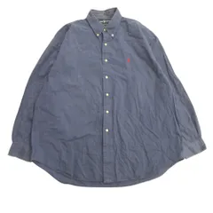 Ralph Lauren ラルフローレン BLAKE ブレイク 90's ボタンダウン シャツ カットソー ロゴ 刺繍 ヴィンテージ XL ネイビー メンズ 古着 中古 USED