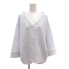 ガリャルダガランテ GALLARDAGALANTE 美品 シャツ ブラウス F プルオーバー 長袖 Vネック ストライプ 水色 ライトブルー /AE