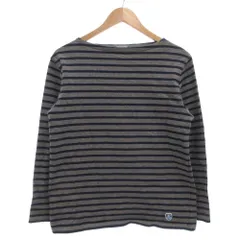 オーチバル ORCIVAL オーシバル バスクシャツ 長袖 ロンT ボートネック コットン ボーダー 紺 ネイビー グレー /GV