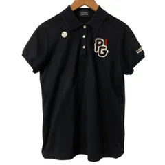 良品 PEARLY GATES パーリーゲイツ PGロゴ ショートスリーブ ポロシャツ カットソー ゴルフウェア サイズ2 ネイビー レディース 古着 中古 USED