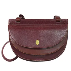 本物 カルティエ Cartier マストライン ショルダーバッグ ポシェット レザー ボルドー Must Line バッグ 中古・