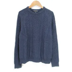 良品 Brooks Brothers ブルックスブラザーズ ケーブルニットセーター Mサイズ ネイビー メンズ 古着 中古 USED