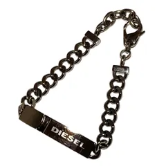 美品 DIESEL ディーゼル IDプレートチェーンブレスレッド シルバーカラー メンズ レディース 古着 中古 USED