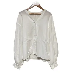 美品 25SS BEAUTY&YOUTH UNITED ARROWS ビューティーアンドユースユナイテッドアローズ Vネック ボリュームスリーブ シャツ ホワイト レディース 古着 中古 USED
