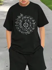 送料無料 ジュニア（カタカムナ 第5首 神代文字 スピリチュアル 言霊 癒し ヒーリング）熱転写3Dプリント面白いTシャツ パロディ 子供服 男の子 女の子 小学生 中学生 半袖 夏「背面印刷可､備考必須」