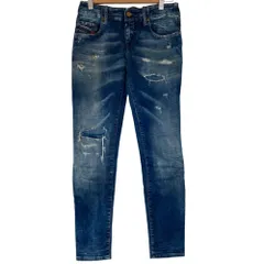 美品 DIESEL ディーゼル GRUPEE-S-NE ストレッチ リペア加工 スキニー デニムパンツ ジーンズ W25 インディゴブルー レディース 古着 中古 USED