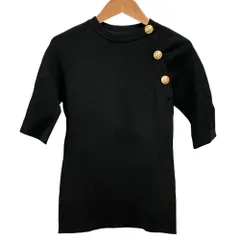 美品 Balmain バルマン 金ボタン クルーネックリブニット AL076KD46 サイズ38 ブラック レディース 古着 中古 USEDのサムネイル