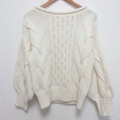 美品 23AW Rene ルネ アルパカ×ナイロン ケーブルニット セーター サイズ36 ホワイト レディース 古着 中古 USED