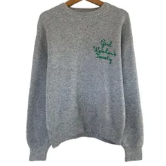 美品 BEAUTY&YOUTH ビューティーアンドユース ユナイテッドアローズ エンブロイダリー ロゴクルーネックニットプルオーバー グレー レディース 古着 中古 USED
