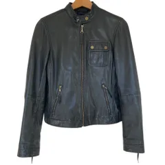 美品 TOMMY HILFIGER トミーヒルフィガー ラムレザー シングル ライダース ジャケット S ブラック レディース 古着 中古 USED