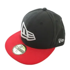 ニューエラ NEW ERA 59FIFTY つば平キャップ 帽子 ロゴ刺繍 7 5/8 赤 レッド 黒 ブラック /GV