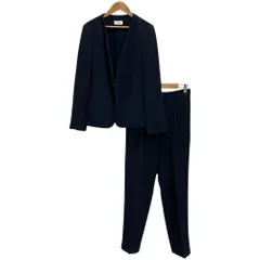 23SS PLST プラステ ノーカラージャケット パンツ セットアップ 上M/下L ネイビー レディース 古着 中古 USED