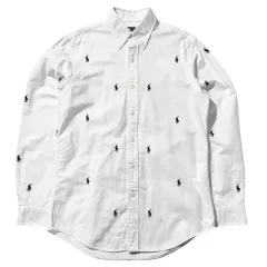 S-M ポロ ラルフローレン マルチ ポニー エンブロイダリーシャツ 白