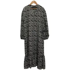 美品 Spick and Span スピックアンドスパン 幾何学柄 ワンピース ブラック レディース 古着 中古 USED