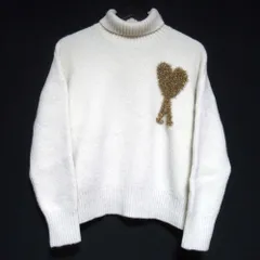 美品 24AW ami アミパリス ホリデーコレクション限定モデル AMI DE COEUR タートルネック ニット セーター XXSサイズ アイボリー レディース 古着 中古 USED