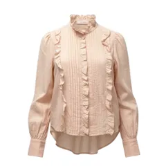 9c20 《美品》 See By Chloe シーバイクロエ 長袖ブラウス フリルシャツ ギャザー トップス 36 ピンク コットン ポルトガル製u02tのサムネイル