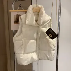 (当日配送) 2435 シャーリング オーバーサイズダウンベスト - アイボリー ブラック ベージュ