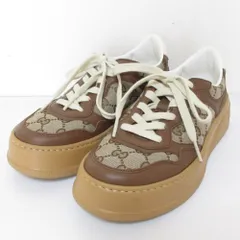 新品同様 GUCCI グッチ GGキャンバス スニーカー 676092 サイズ37 24.0cm相当 ブラウン レディース 古着 中古 USED