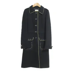 美品 PRADA プラダ ヴィンテージ ハトメスタッズ ロングコート 38サイズ ブラック レディース 古着 中古 USEDのサムネイル