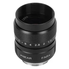 新品 25mm F1.4 CCTV レンズ、F1.4 口径 25mm 焦点距離 19.6 視野角マニュアルフォーカスアルミニウムハウジング、バー店舗用 C マウントフィルムレンズ (黒)のサムネイル