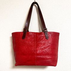 訳あり美品 ZARIO GRANDEE ザリオグランデ 日本製 メンズ 本革 牛革トートバッグ ビジネスバッグ ファスナー付きトートバッグ A4可 肩掛け可 大容量 赤