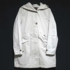 美品 WOOLRICH ウールリッチ チェック柄ライニング フーデッドコート Mサイズ ベージュ レディース 古着 中古 USED