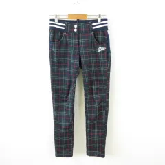 フィラ FILA GOLF スポーツウェア チェックパンツ ロング 裏起毛 緑 紺 M *A911
