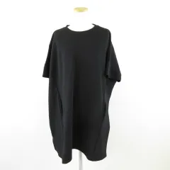 シューラルー SHOO・LA・RUE ワンピース ミニ 七分袖 ストレッチ 黒 F *A916