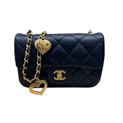 シャネル CHANEL マトラッセミニフラップバッグ　ハートチェーン AS3456 ブラック カーフ ラムスキン レディース ショルダーバッグ