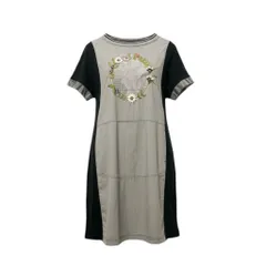 11c20 OLLEBOREBLA オレボレブラ アルベロベロ 半袖ワンピース カットソーワンピース ビジューフラワー ブタさん グレー ブラック コットン 日本製u02t