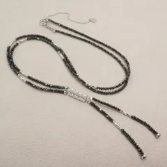 K18WG ブラックダイヤモンド Y字 ネックレス/25-3537