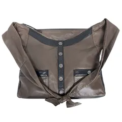 シャネル CHANEL ガールシャネル レザーショルダーバッグ ブラウン×ブラック シルバー金具 ラムスキン レディース