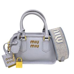 miumiu レザーミニショルダーバッグ グレー - メルカリ