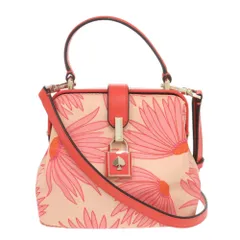 美品 ケイトスペード PXRUB217 フラワー柄 ナイロン レザー オレンジ 2way ハンドバッグ 0705 Kate Spade