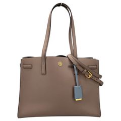 美品】TORY BURCH サッチェル A4バッグ グレージュ ラージサイズ 