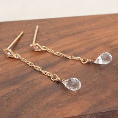 現行品】ete エテ クリアビジューピアス マーキス イエローゴールド 美