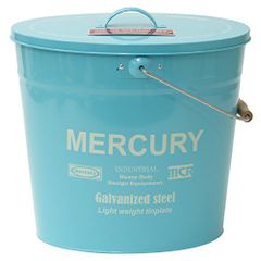 廃盤MERCURYマーキュリー☆スクエアダストビンブリキ製ゴミ箱☆ブルー