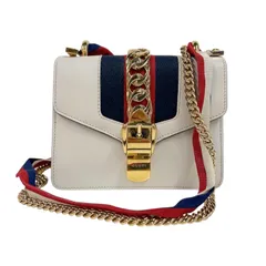 グッチ GUCCI シルヴィ　ミニチェーンショルダーバッグ 431666 アイボリー　ゴールド金具 レザー/キャンバス レディース ショルダーバッグ グッチシルヴィ ミニ チェーンショルダーバッグ アイボリー ゴールド